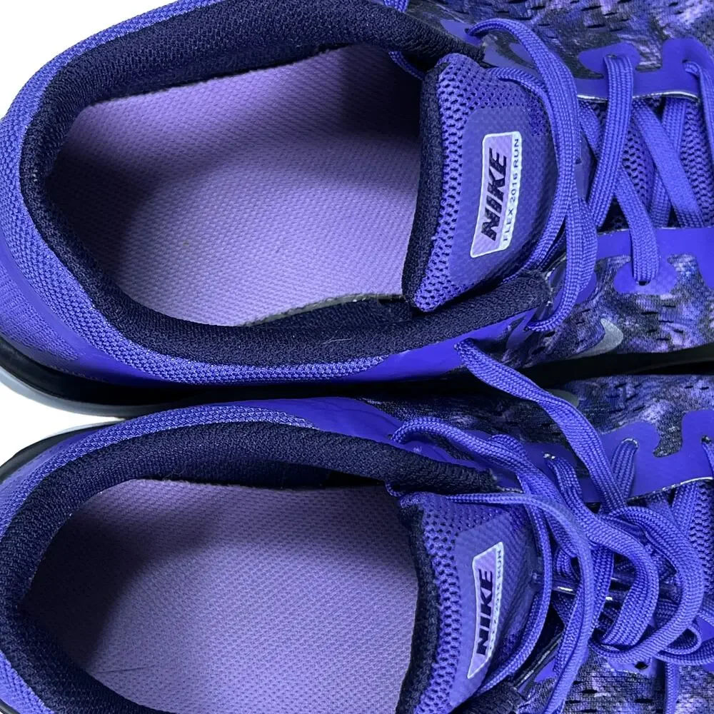 Nike Flex 2016 Run 6Y Lace Up Lightweight Sneakers Runners Running Purple Black